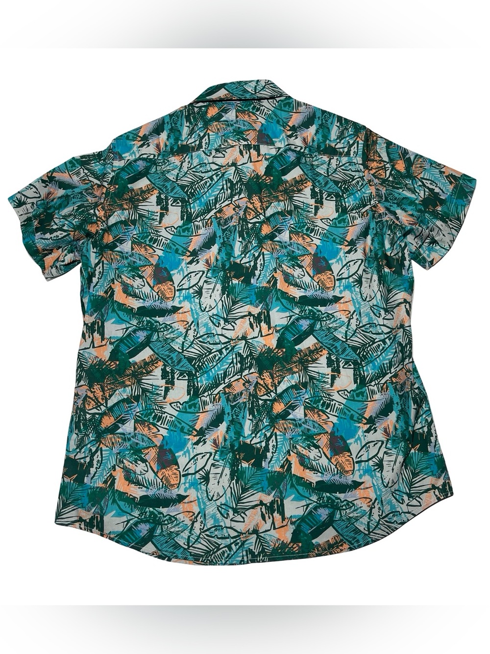 Kirrin Finch Ray Leaf Print Pattern Short Sleeve Button Shirt Womens 12 Vibrant